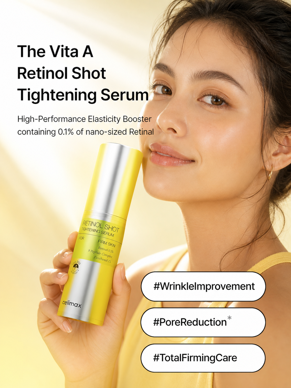 Celimax Retinol Shot Tightening Serum yellow texture – 162000 A-Shot particles 0.1% pure retinol serum