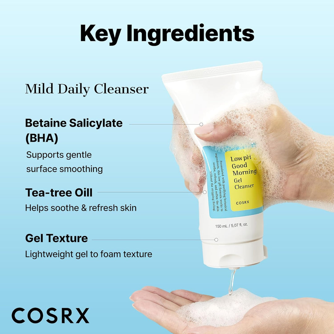 COSRX Low pH Good Morning Cleanser Gel, Clean Skin Starts With the Right pH - Fashnito