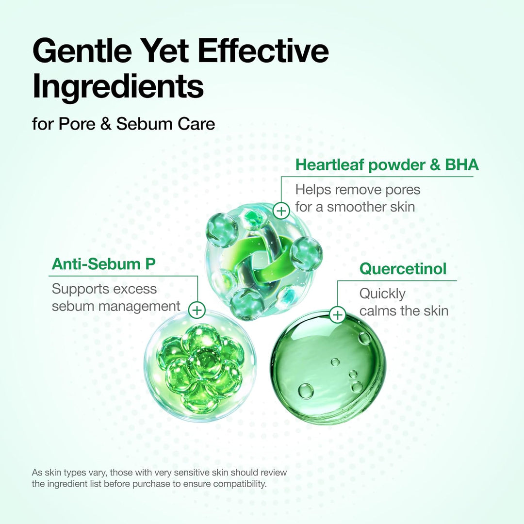 Anua Heartleaf Quercetinol Pore Deep Cleansing Foam, Clean Pores, Calm Skin, No Tightness