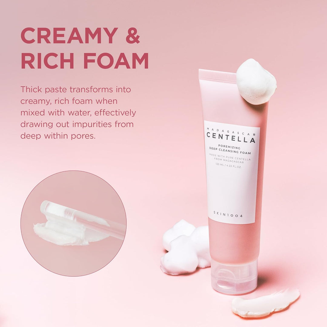 غسول رغوي منظف عميق للمسام بخلاصة نبات السنتيلا من مدغشقر من SKIN1004 فاشنيتو