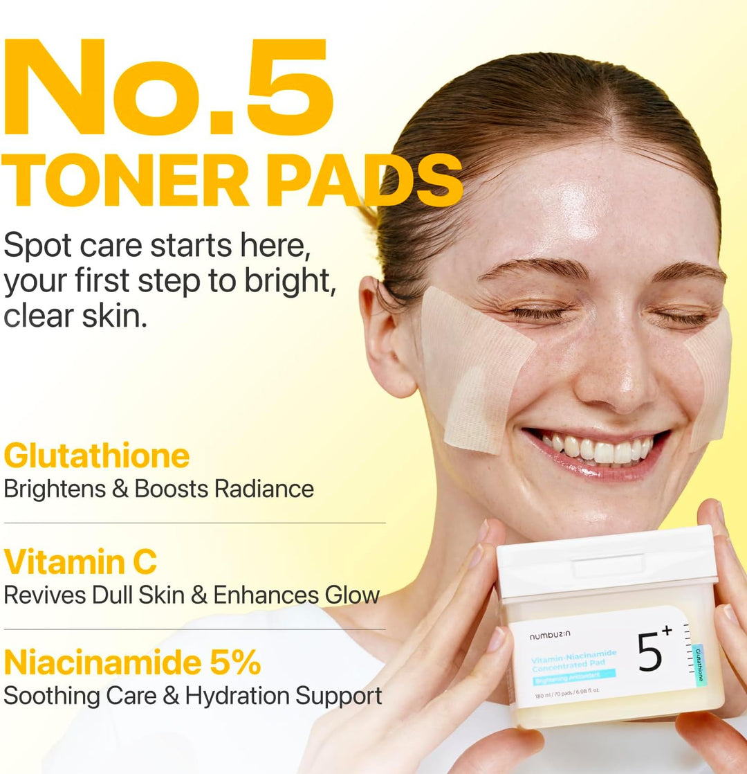 Numbuzin No.5+ Glutathione Vitamin-Niacinamide Brightening Toner Pad